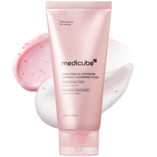 medicube PDRN Pink Glutathione Capsule Foam Cleanser — Hydrating Daily Face Wash for Pore Care & Even Tone