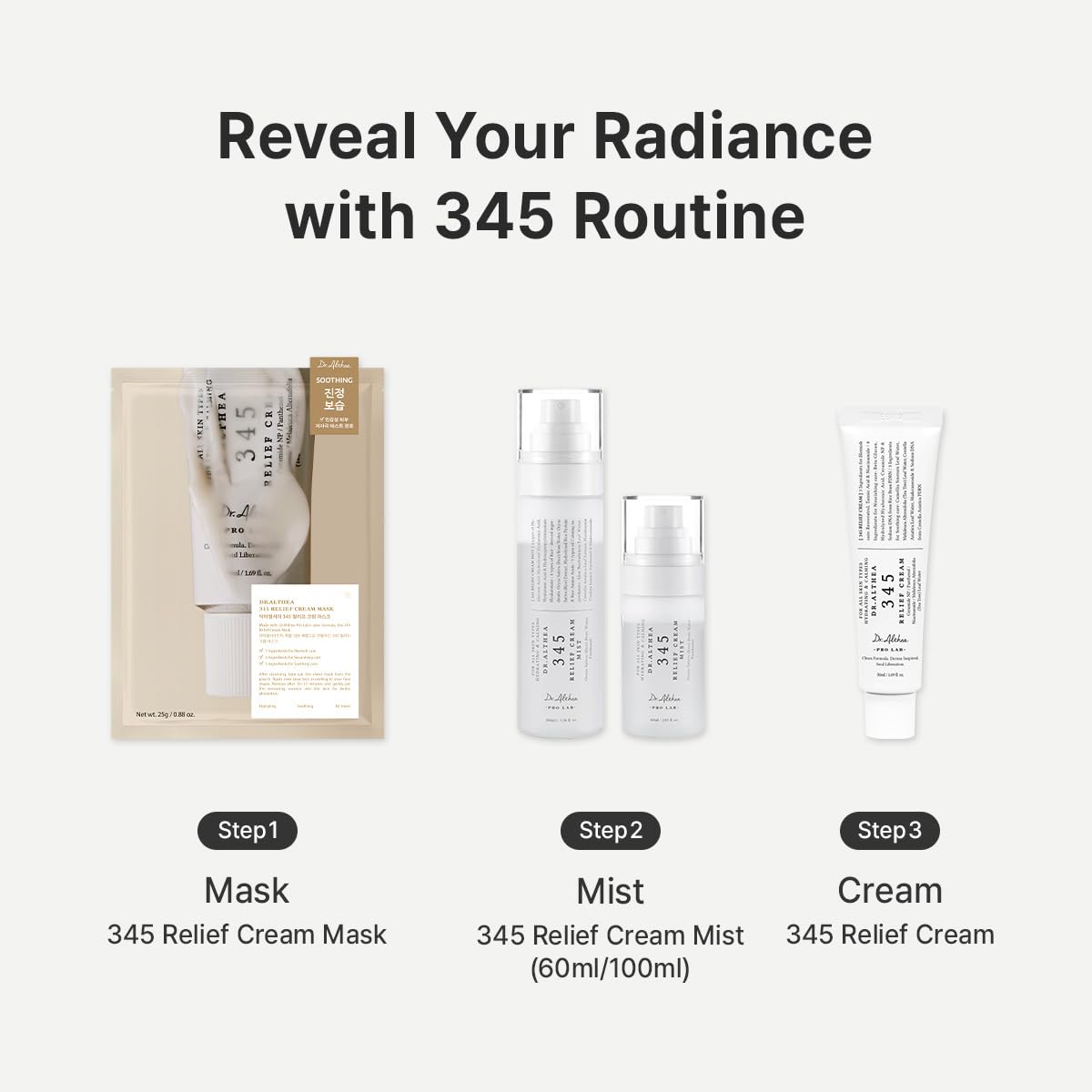 Dr.Althea 345 Relief Cream | Daily Face Moisturizer for Soothing Recovery and Blemish Care with PDRN & Niacinamide | Korean Vegan Skincare for All Skin