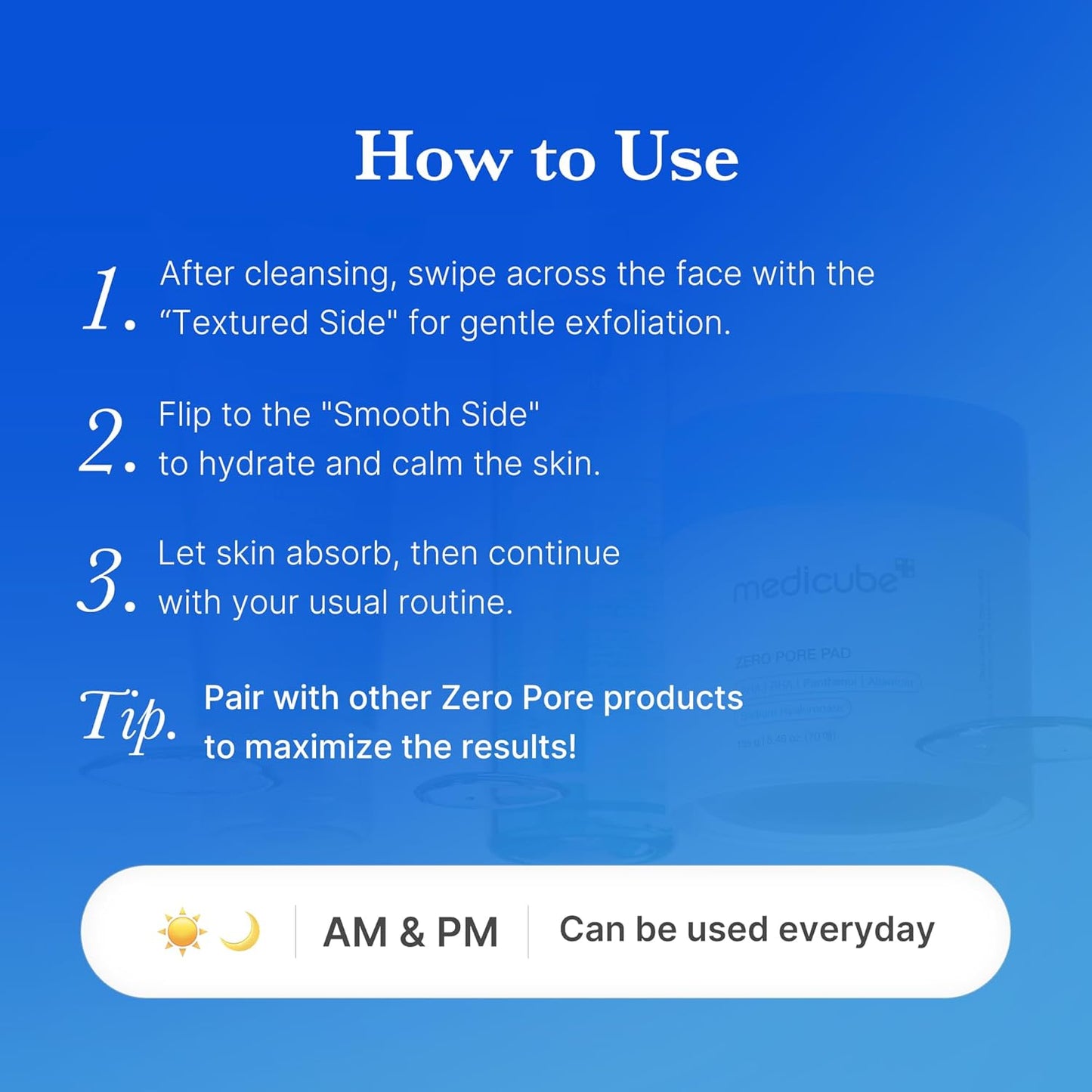 medicube Zero Pore Pad 2.0 — Dual-Textured Exfoliating Toner Pads with 4.5% AHA & 0.45% BHA
