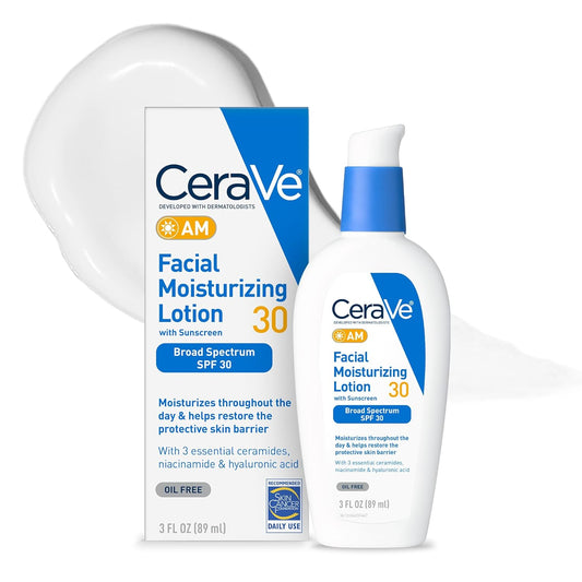 CeraVe AM Facial Moisturizing Lotion SPF 30 — Oil-Free Daily Face Moisturizer with Hyaluronic Acid, Niacinamide & Ceramides