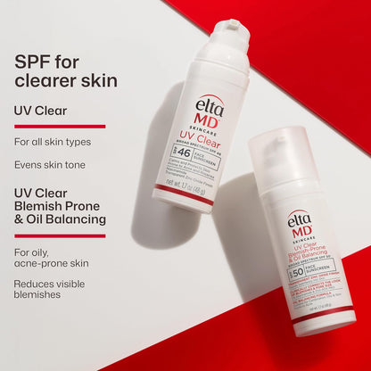 EltaMD UV Clear Facial Sunscreen SPF 46 — Oil-Free Zinc Oxide Formula, Dermatologist Recommended