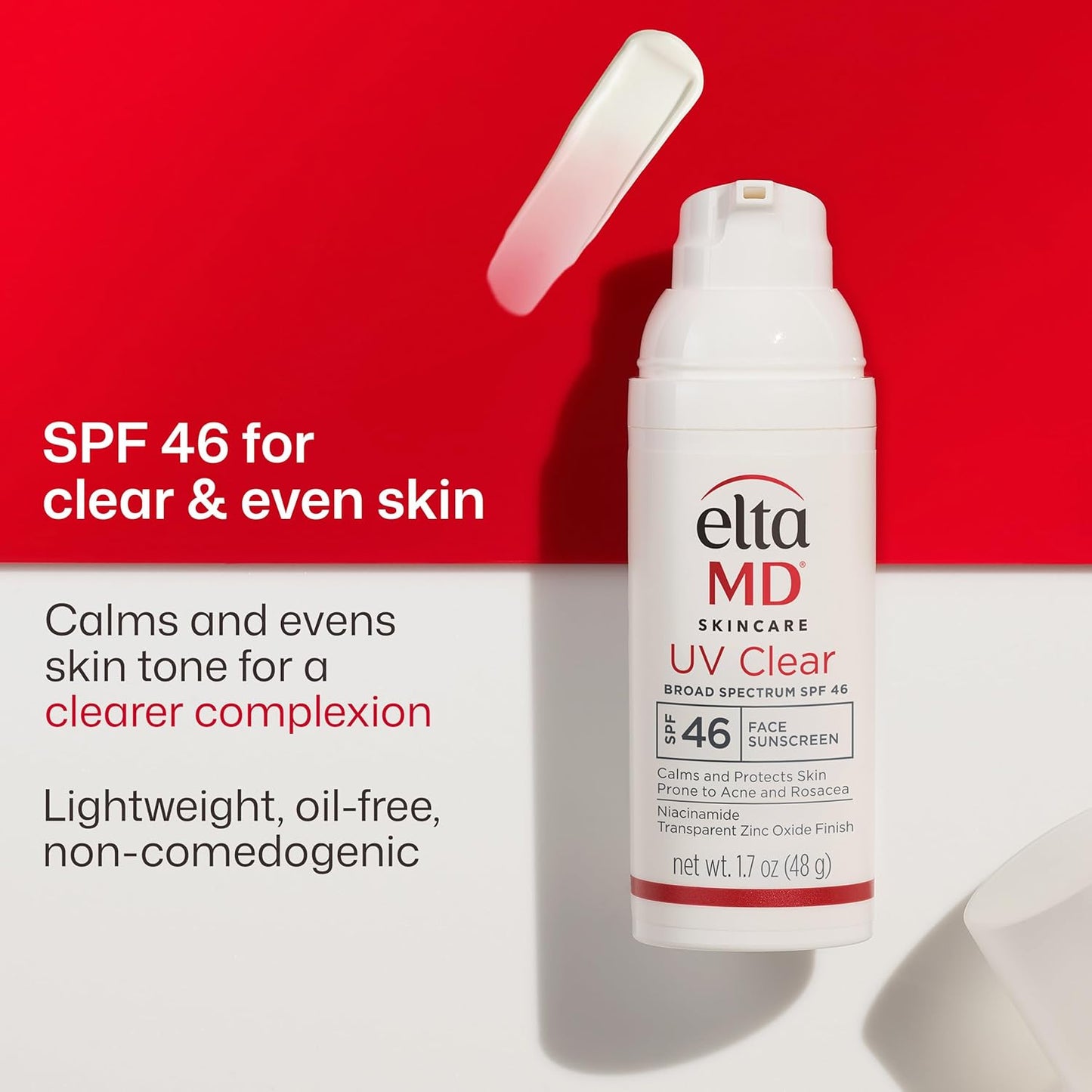 EltaMD UV Clear Facial Sunscreen SPF 46 — Oil-Free Zinc Oxide Formula, Dermatologist Recommended