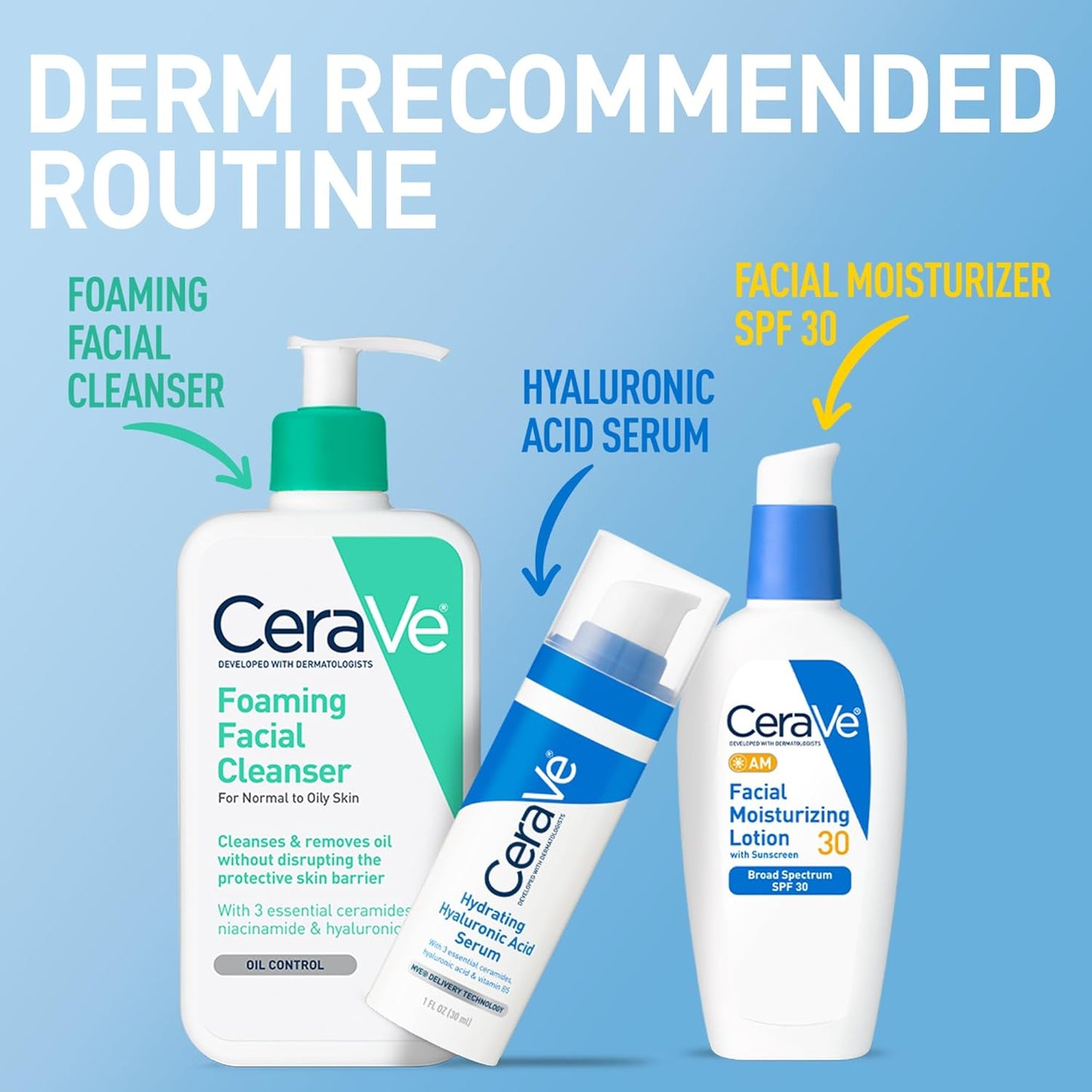 CeraVe AM Facial Moisturizing Lotion SPF 30 — Oil-Free Daily Face Moisturizer with Hyaluronic Acid, Niacinamide & Ceramides