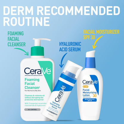 CeraVe AM Facial Moisturizing Lotion SPF 30 — Oil-Free Daily Face Moisturizer with Hyaluronic Acid, Niacinamide & Ceramides